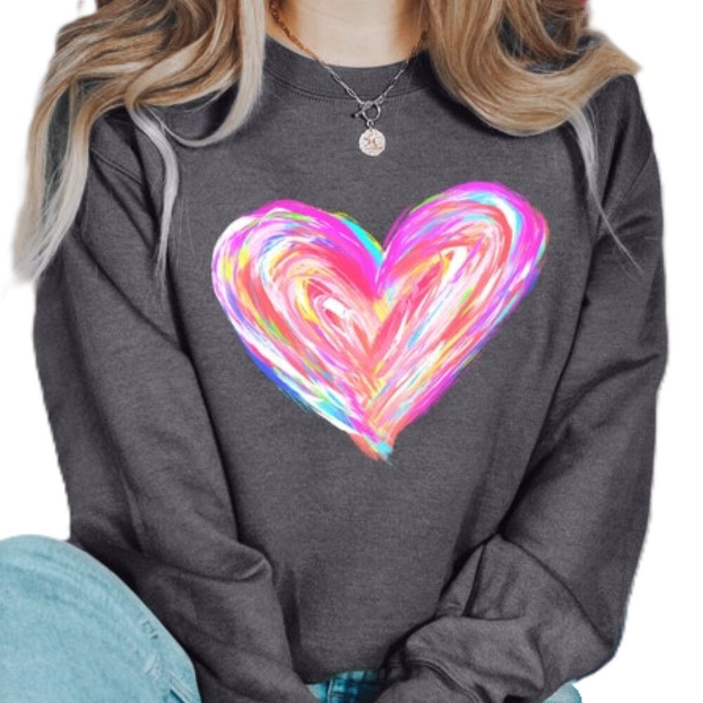 Watercolor Heart Valentines Shirt, Valentines Gift for Her, Cute Heart Shirt